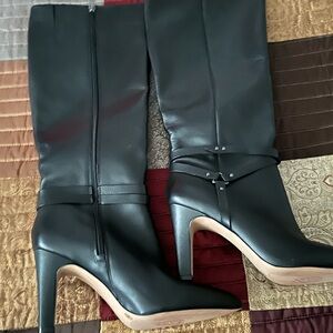 Black Leather Knee-High Boots